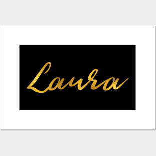 Laura Name Hand Lettering in Faux Gold Letters Posters and Art